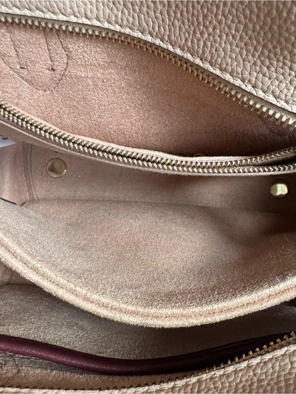 kate spade Two-Tone Pebbled Leather Tote in Blush, White and Burgundy